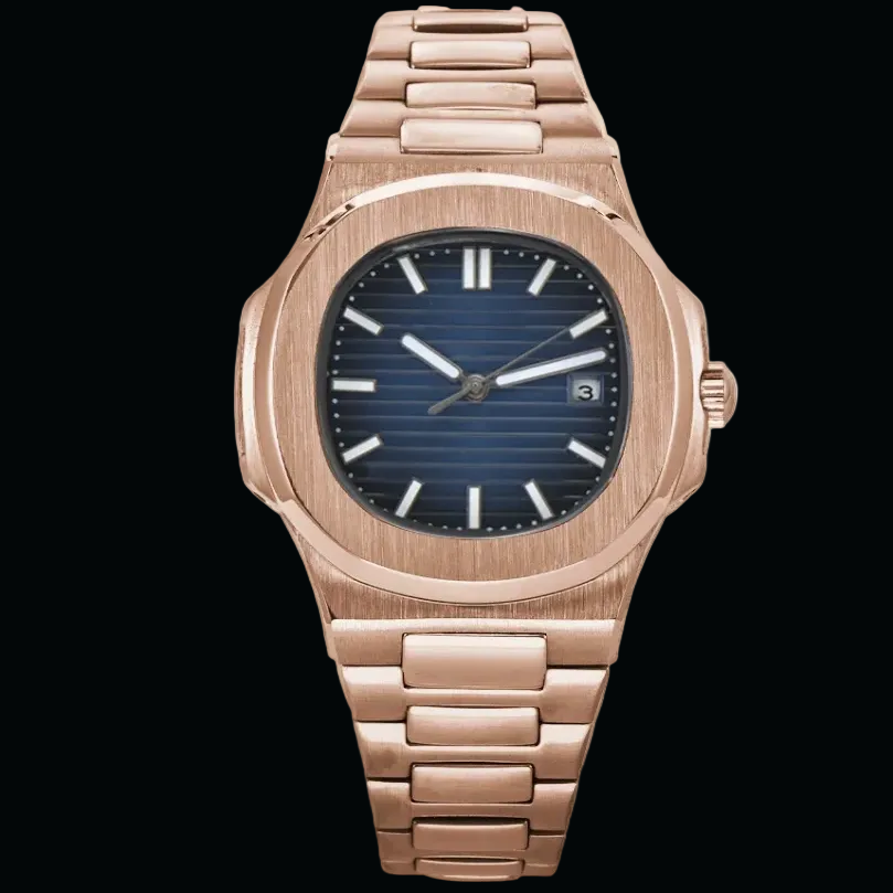 Cullinan Roségoldの正面、ローズゴールド調ケースとブレスレット、ネイビーダイヤル